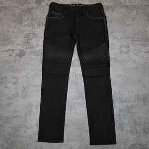ROCK REVIVAL Bard Biker Jeans Mens Size 32x33 Black‎ Motorcycle StreetWear